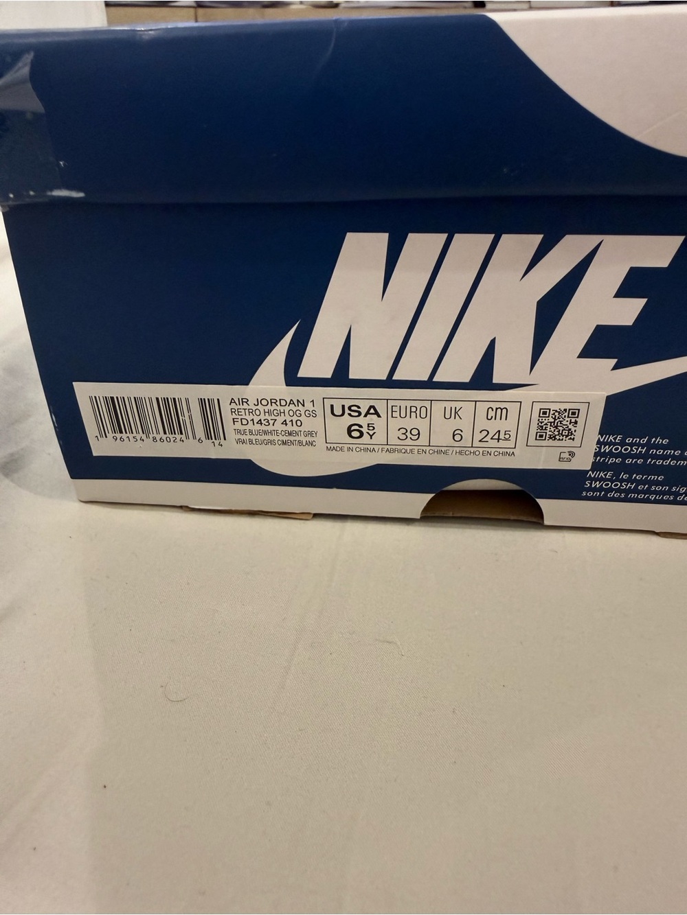 Nike Air Jordan 1 High White Blue Gray - Picture 2 of 9